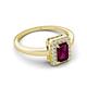 5 - Karah 0.93 ctw Rhodolite Garnet Emerald Shape (6x4 mm) Accented Side Natural Diamond Halo Engagement Ring 