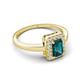 5 - Karah 0.88 ctw London Blue Topaz Emerald Shape (6x4 mm) Accented Side Natural Diamond Halo Engagement Ring 