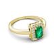 5 - Karah 0.68 ctw Emerald Emerald Shape (6x4 mm) Accented Side Natural Diamond Halo Engagement Ring 