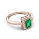 5 - Karah 0.68 ctw Emerald Emerald Shape (6x4 mm) Accented Side Natural Diamond Halo Engagement Ring 