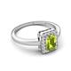 5 - Karah 0.88 ctw Peridot Emerald Shape (6x4 mm) Accented Side Natural Diamond Halo Engagement Ring 