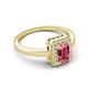 5 - Karah 0.78 ctw Pink Tourmaline Emerald Shape (6x4 mm) Accented Side Natural Diamond Halo Engagement Ring 