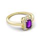 5 - Karah 0.78 ctw Amethyst Emerald Shape (6x4 mm) Accented Side Natural Diamond Halo Engagement Ring 