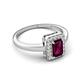 5 - Karah 0.93 ctw Rhodolite Garnet Emerald Shape (6x4 mm) Accented Side Natural Diamond Halo Engagement Ring 