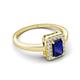 5 - Karah 0.88 ctw Blue Sapphire Emerald Shape (6x4 mm) Accented Side Natural Diamond Halo Engagement Ring 