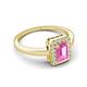 5 - Karah 0.78 ctw Pink Sapphire Emerald Shape (6x4 mm) Accented Side Natural Diamond Halo Engagement Ring 