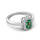 5 - Karah 0.99 ctw Created Alexandrite Emerald Shape (6x4 mm) Accented Side Natural Diamond Halo Engagement Ring 