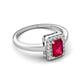 5 - Karah 0.78 ctw Ruby Emerald Shape (6x4 mm) Accented Side Natural Diamond Halo Engagement Ring 