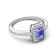 5 - Karah 0.78 ctw Tanzanite Emerald Shape (6x4 mm) Accented Side Natural Diamond Halo Engagement Ring 