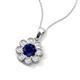 3 - Urania 1.75 ctw Blue Sapphire (6.00 mm) and Accented Lab Grown Diamond Halo Floral Pendant 