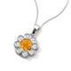 3 - Urania 1.32 ctw Citrine (6.00 mm) and Accented Lab Grown Diamond Halo Floral Pendant 