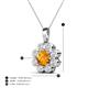 4 - Urania 1.32 ctw Citrine (6.00 mm) and Accented Lab Grown Diamond Halo Floral Pendant 