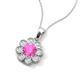 3 - Urania 1.70 ctw Pink Sapphire (6.00 mm) and Accented Lab Grown Diamond Halo Floral Pendant 
