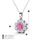 4 - Urania 1.70 ctw Pink Sapphire (6.00 mm) and Accented Lab Grown Diamond Halo Floral Pendant 