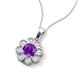 3 - Urania 1.32 ctw Amethyst (6.00 mm) and Accented Lab Grown Diamond Halo Floral Pendant 