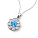 3 - Urania 1.48 ctw Blue Topaz (6.00 mm) and Accented Lab Grown Diamond Halo Floral Pendant 