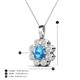 4 - Urania 1.48 ctw Blue Topaz (6.00 mm) and Accented Lab Grown Diamond Halo Floral Pendant 