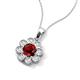 3 - Urania 1.50 ctw Red Garnet (6.00 mm) and Accented Lab Grown Diamond Halo Floral Pendant 