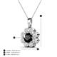4 - Urania 1.60 ctw Black Diamond (6.00 mm) and Accented Lab Grown Diamond Halo Floral Pendant 