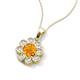 3 - Urania 1.32 ctw Citrine (6.00 mm) and Accented Lab Grown Diamond Halo Floral Pendant 