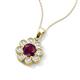 3 - Urania 1.42 ctw Rhodolite Garnet (6.00 mm) and Accented Lab Grown Diamond Halo Floral Pendant 