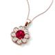 3 - Urania 1.55 ctw Ruby (6.00 mm) and Accented Lab Grown Diamond Halo Floral Pendant 
