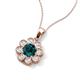 3 - Urania 1.55 ctw London Blue Topaz (6.00 mm) and Accented Lab Grown Diamond Halo Floral Pendant 
