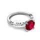 5 - Laila 3.23 ctw Created Ruby (8.00 mm) Hidden Halo Engagement Ring 