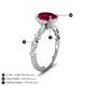 5 - Laila 2.98 ctw Ruby Oval Shape (9x7 mm) Hidden Halo Engagement Ring 