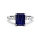 1 - Laila 2.98 ctw Blue Sapphire Emerald Shape (9x7 mm) Hidden Halo Engagement Ring 