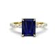 1 - Laila 3.38 ctw Created Blue Sapphire Emerald Shape (9x7 mm) Hidden Halo Engagement Ring 