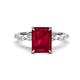 1 - Laila 3.44 ctw Created Ruby Emerald Shape (9x7 mm) Hidden Halo Engagement Ring 