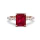 1 - Laila 3.44 ctw Created Ruby Emerald Shape (9x7 mm) Hidden Halo Engagement Ring 