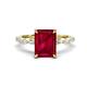 1 - Laila 3.44 ctw Created Ruby Emerald Shape (9x7 mm) Hidden Halo Engagement Ring 