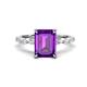 1 - Laila 2.73 ctw Amethyst Emerald Shape (9x7 mm) Hidden Halo Engagement Ring 