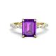 1 - Laila 2.73 ctw Amethyst Emerald Shape (9x7 mm) Hidden Halo Engagement Ring 