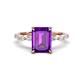 1 - Laila 2.73 ctw Amethyst Emerald Shape (9x7 mm) Hidden Halo Engagement Ring 