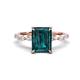 1 - Laila 3.48 ctw London Blue Topaz Emerald Shape (9x7 mm) Hidden Halo Engagement Ring 