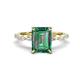 1 - Laila 3.44 ctw Created Alexandrite Emerald Shape (9x7 mm) Hidden Halo Engagement Ring 