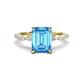 1 - Laila 3.48 ctw Blue Topaz Emerald Shape (9x7 mm) Hidden Halo Engagement Ring 