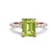 1 - Laila 2.93 ctw Peridot Emerald Shape (9x7 mm) Hidden Halo Engagement Ring 