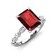 3 - Laila 3.48 ctw Red Garnet Emerald Shape (9x7 mm) Hidden Halo Engagement Ring 