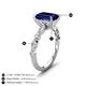 5 - Laila 2.98 ctw Blue Sapphire Emerald Shape (9x7 mm) Hidden Halo Engagement Ring 