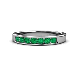 Kathiryn Emerald Stone Wedding Band Emerald Stone Channel Set Womens Wedding Band Stackable ctw Platinum