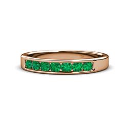 Kathiryn Emerald Stone Wedding Band Emerald Stone Channel Set Womens Wedding Band Stackable ctw K Rose Gold
