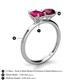 4 - Tanya Oval Shape Ruby & Cushion Shape Rhodolite Garnet 2 Stone Duo Ring 