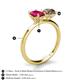 4 - Tanya Oval Shape Ruby & Cushion Shape Smoky Quartz 2 Stone Duo Ring 