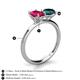 4 - Tanya Oval Shape Ruby & Cushion Shape London Blue Topaz 2 Stone Duo Ring 