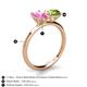 4 - Tanya Oval Shape Pink Sapphire & Cushion Shape Peridot 2 Stone Duo Ring 