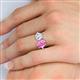 5 - Tanya Oval Shape Pink Sapphire & Cushion Shape Forever Brilliant Moissanite 2 Stone Duo Ring 